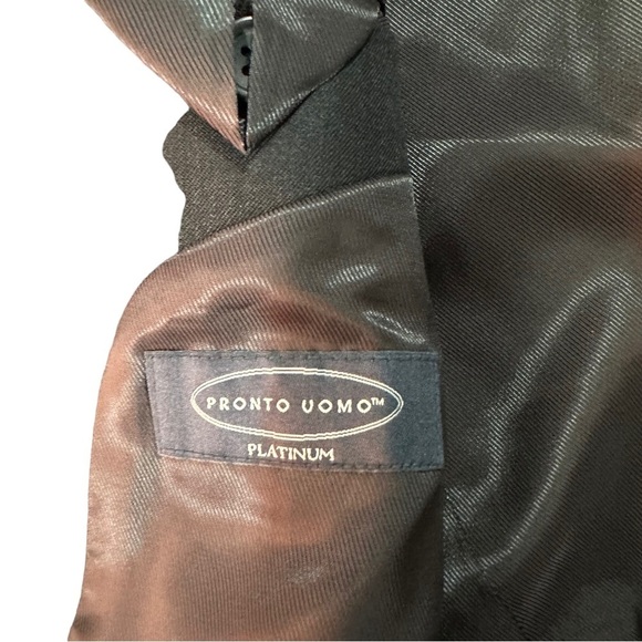 Pronto Uomo Platinum Charcoal Grey 2 Button 100% Wool Formal Suit Jacket Sz 48L - Picture 11 of 13